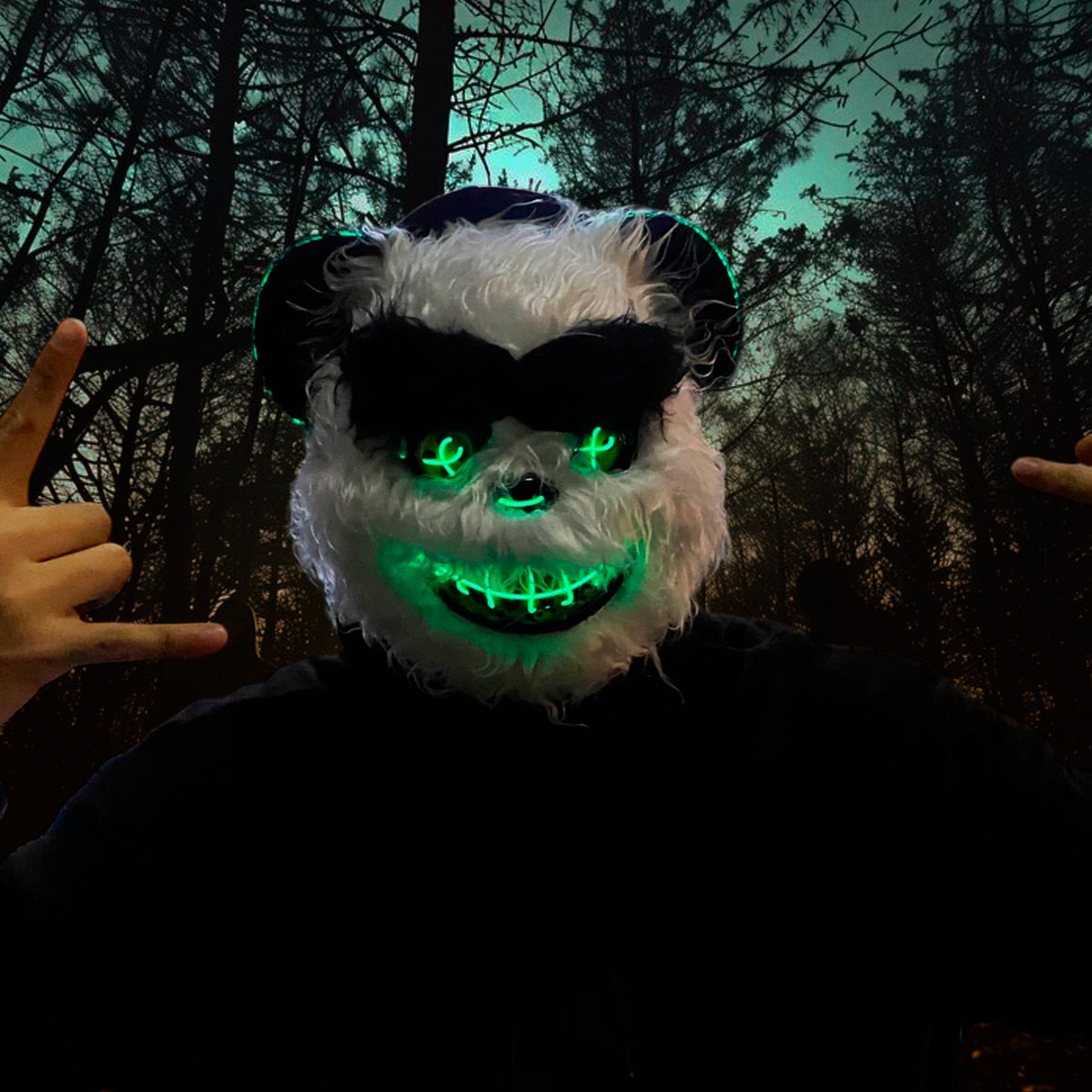 Vista 6 de Mascara Oso Macabro LED Neon OF368LED - Color: Café